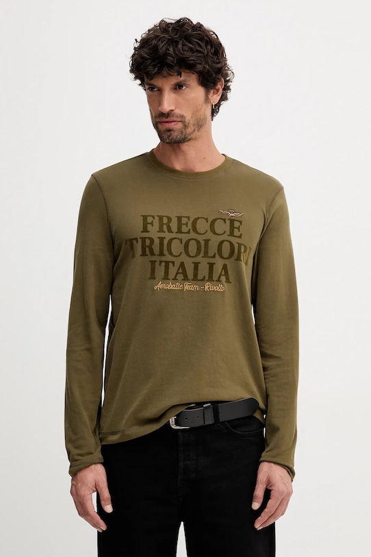 Хлопковый лонгслив Aeronautica Militare, зеленый
Хлопковый лонгслив Aeronautica Militare, зеленый