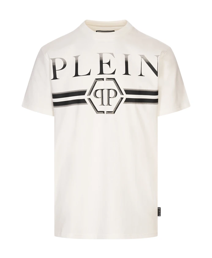 Белая полосатая футболка и рубашка поло Philipp Plein, белый
Белая полосатая футболка и рубашка поло Philipp Plein, белый