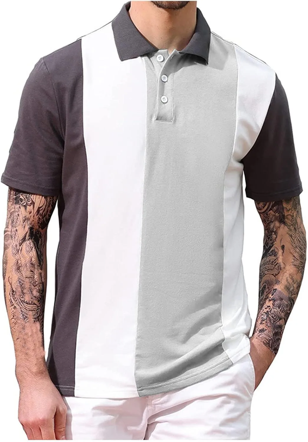 Мужская поло в полоску с цветными блоками, классический крой tuduoms
Мужская поло в полоску с цветными блоками, классический крой tuduoms