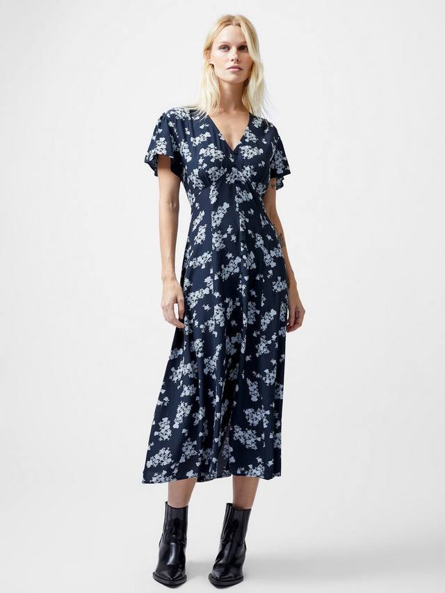 Платье в цветочек от ракель French Connection, темно-синий 
Платье в цветочек от ракель French Connection, темно-синий