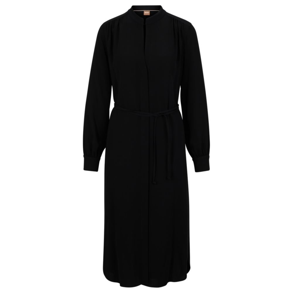 Платье с поясом, V-образным вырезом без воротника и манжетами на пуговицах BOSS, черный
Платье с поясом, V-образным вырезом без воротника и манжетами на пуговицах BOSS, черный