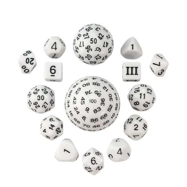 Набор кубиков для РПГ, белый, 15 кубиков, РГФК RGFK
Набор кубиков для РПГ, белый, 15 кубиков, РГФК RGFK