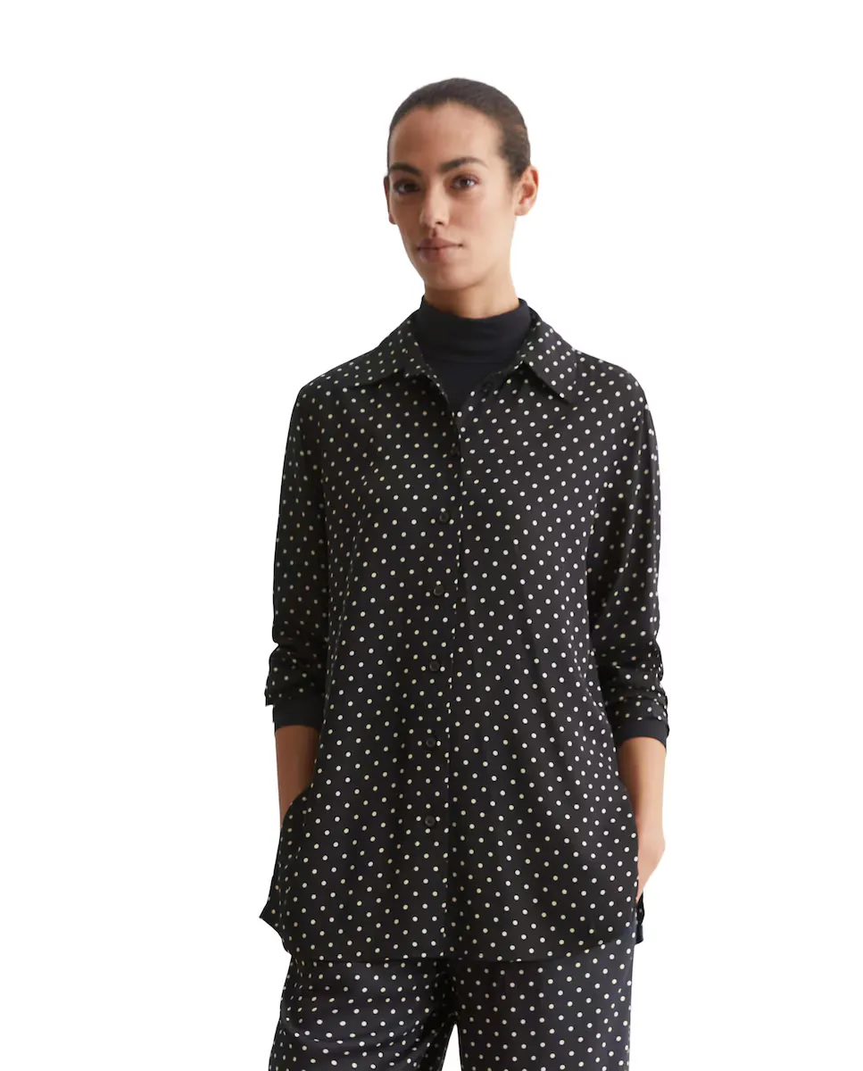 Длинная женская рубашка с принтом в горошек MARC O'POLO, черный 
Длинная женская рубашка с принтом в горошек MARC O'POLO, черный