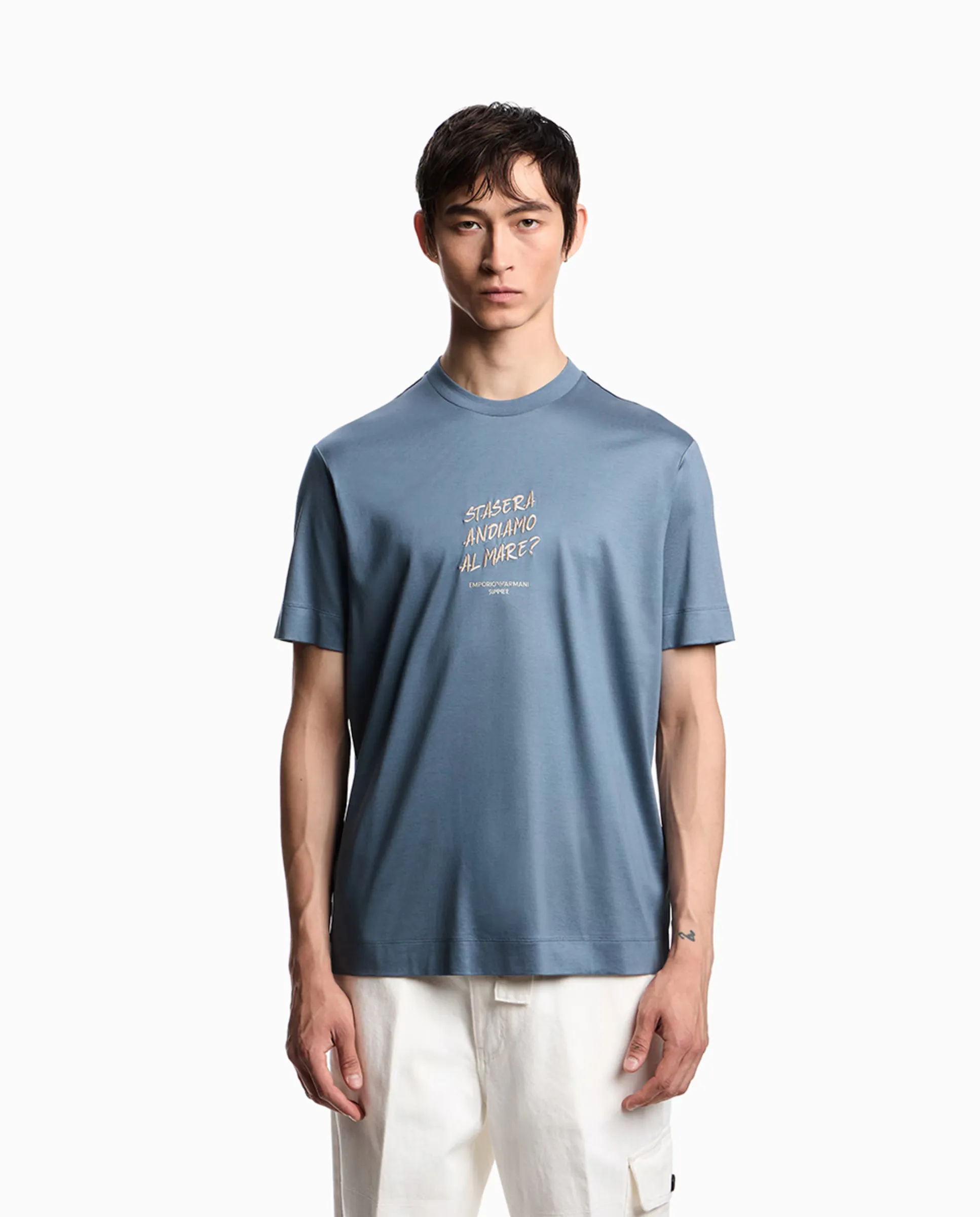 Мужская футболка с коротким рукавом и принтом Emporio Armani, светло-голубой
Мужская футболка с коротким рукавом и принтом Emporio Armani, светло-голубой