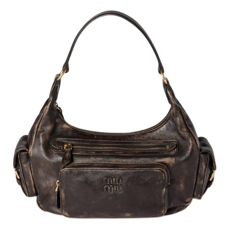 MIU MIU Женская кофейная кожаная сумка через плечо 
MIU MIU Женская кофейная кожаная сумка через плечо