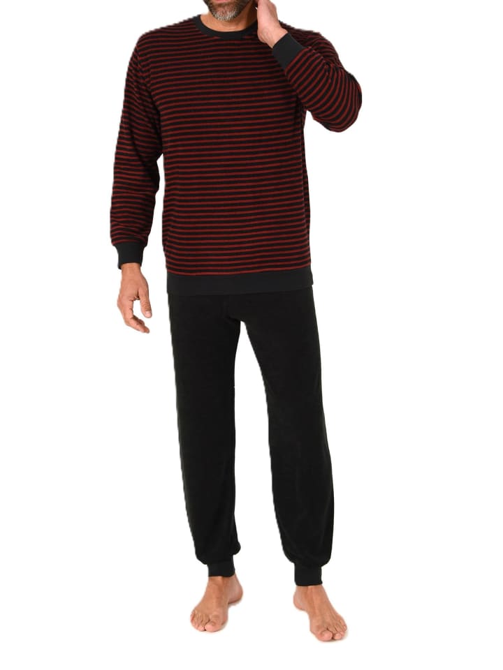 NORMANN Пижама из махровой ткани с длинными рукавами и манжетами красного цвета
NORMANN Пижама из махровой ткани с длинными рукавами и манжетами красного цвета