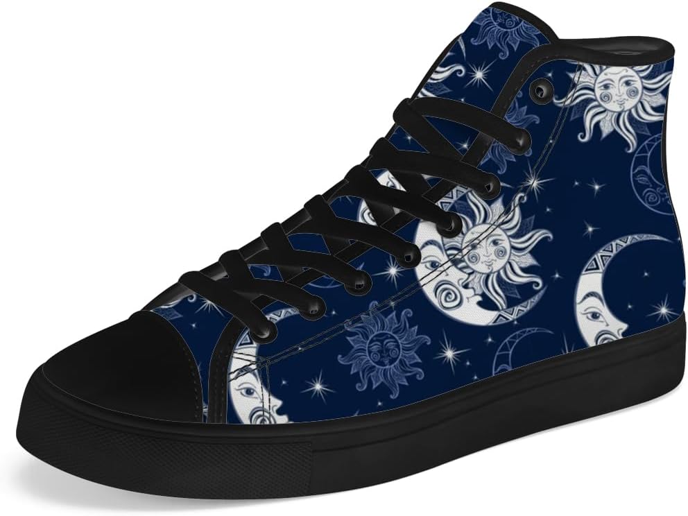 Мужские и женские высокие кеды с солнцем и луной на холщовой основе, высокие кроссовки на шнуровке, повседневная обувь Chebing, белый/синий
Мужские и женские высокие кеды с солнцем и луной на холщовой основе, высокие кроссовки на шнуровке, повседневная обувь Chebing, белый/синий