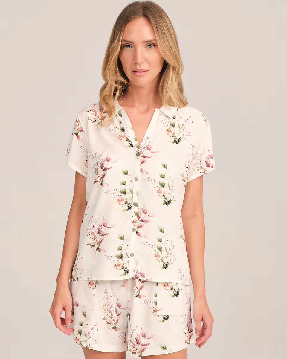 Женская короткая пижама белого цвета с цветочным принтом J&J Brothers, белый
Женская короткая пижама белого цвета с цветочным принтом J&J Brothers, белый