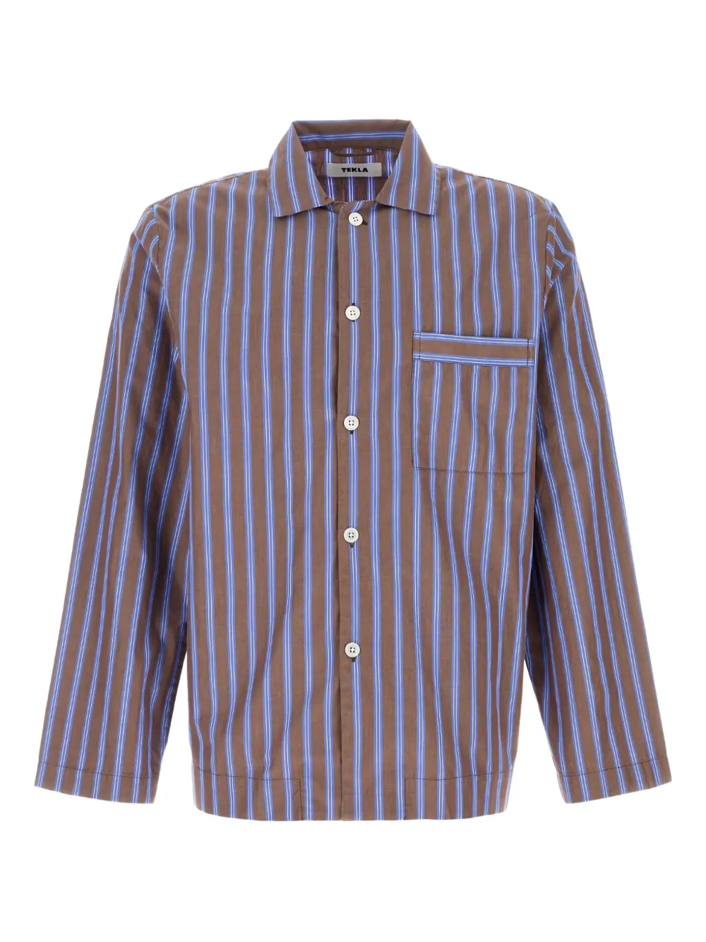 Пижамная рубашка из полосатого поплина Tekla, коричневый
Пижамная рубашка из полосатого поплина Tekla, коричневый