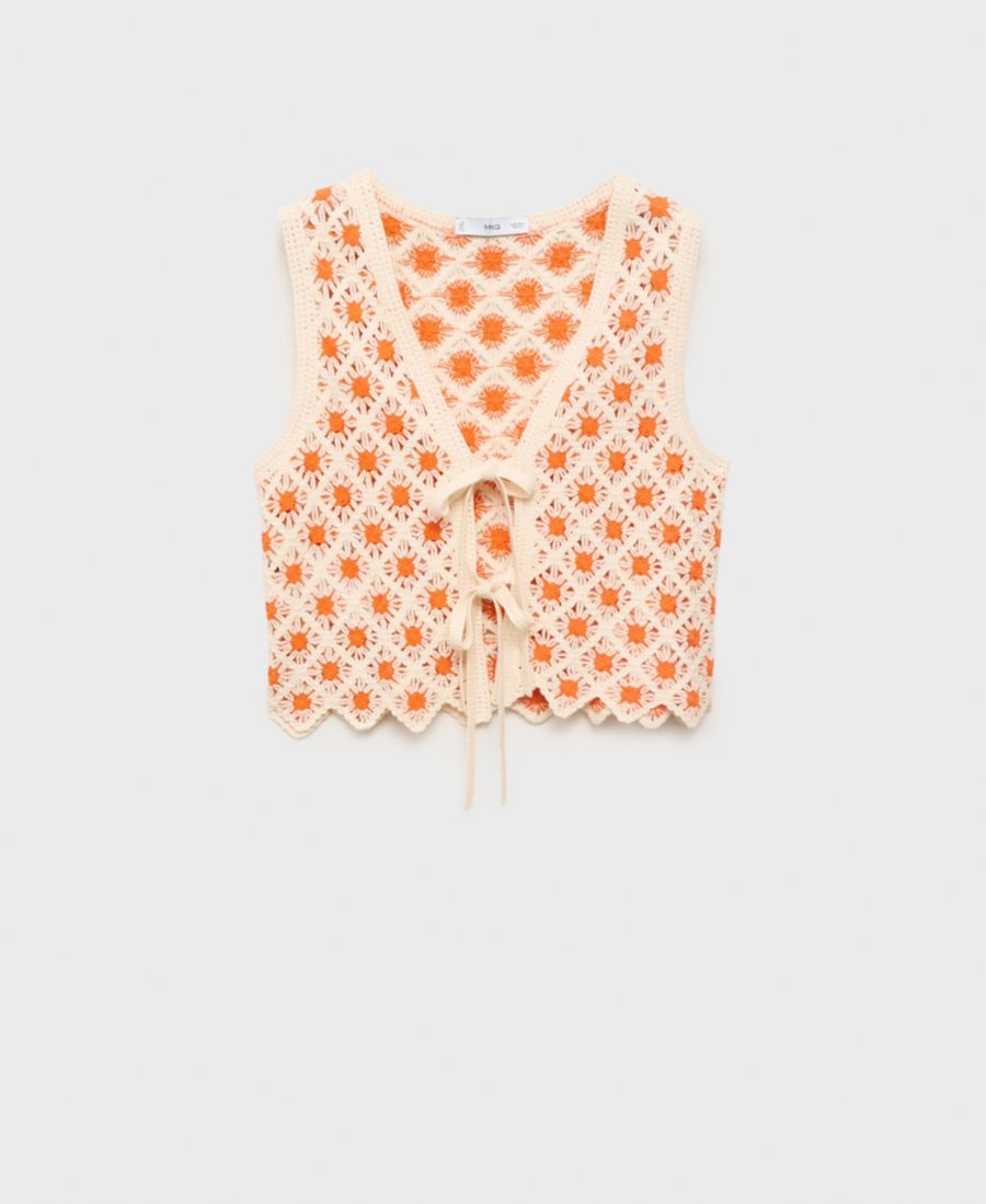 Женский топ с вязаными крючком завязками MANGO, Orange
Женский топ с вязаными крючком завязками MANGO, Orange