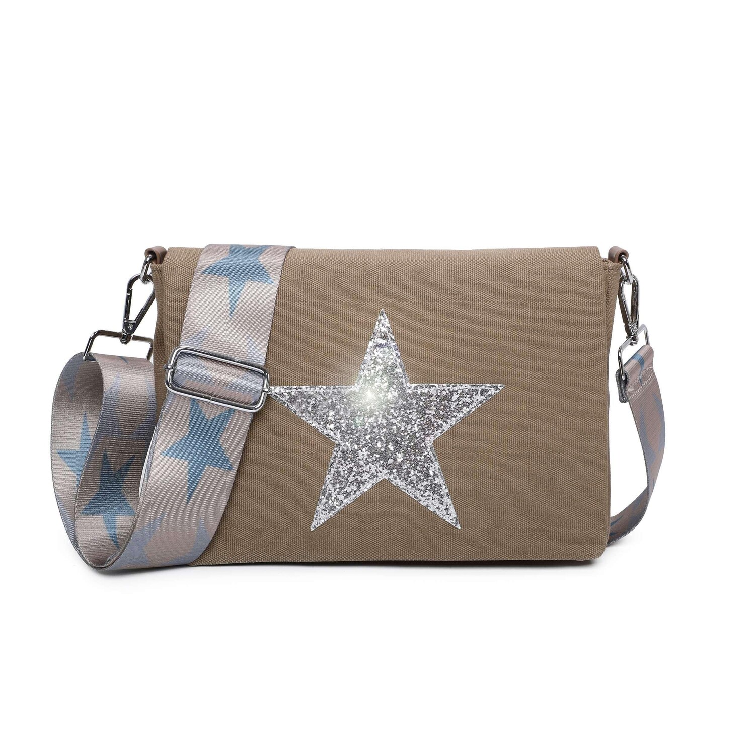 Маленькая сумка через плечо из блестящей блестящей ткани со звездами Kitise, бежевый 
Маленькая сумка через плечо из блестящей блестящей ткани со звездами Kitise, бежевый