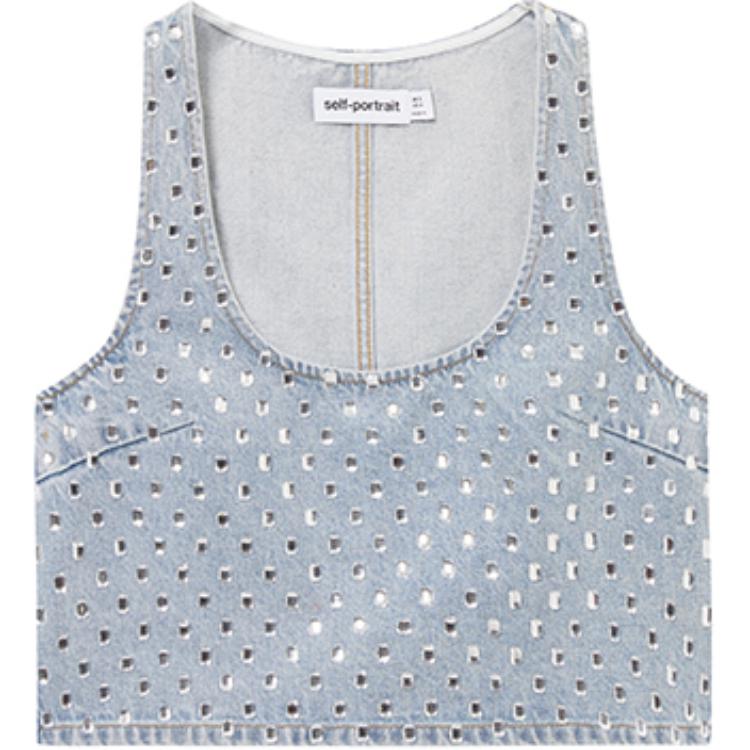 Топ кроп деним с декором Self-portrait, синий
Топ кроп деним с декором Self-portrait, синий