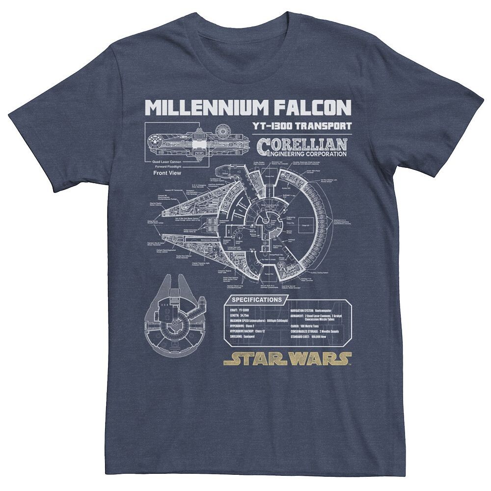 Мужская футболка Star Wars Gold Millennium Falcon Schematics, цвет Navy Heather
Мужская футболка Star Wars Gold Millennium Falcon Schematics, цвет Navy Heather