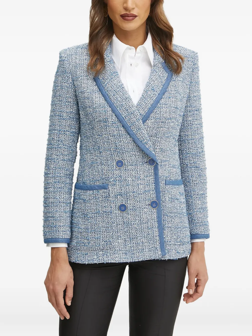 Двубортный твидовый блейзер LUISA SPAGNOLI
Двубортный твидовый блейзер LUISA SPAGNOLI