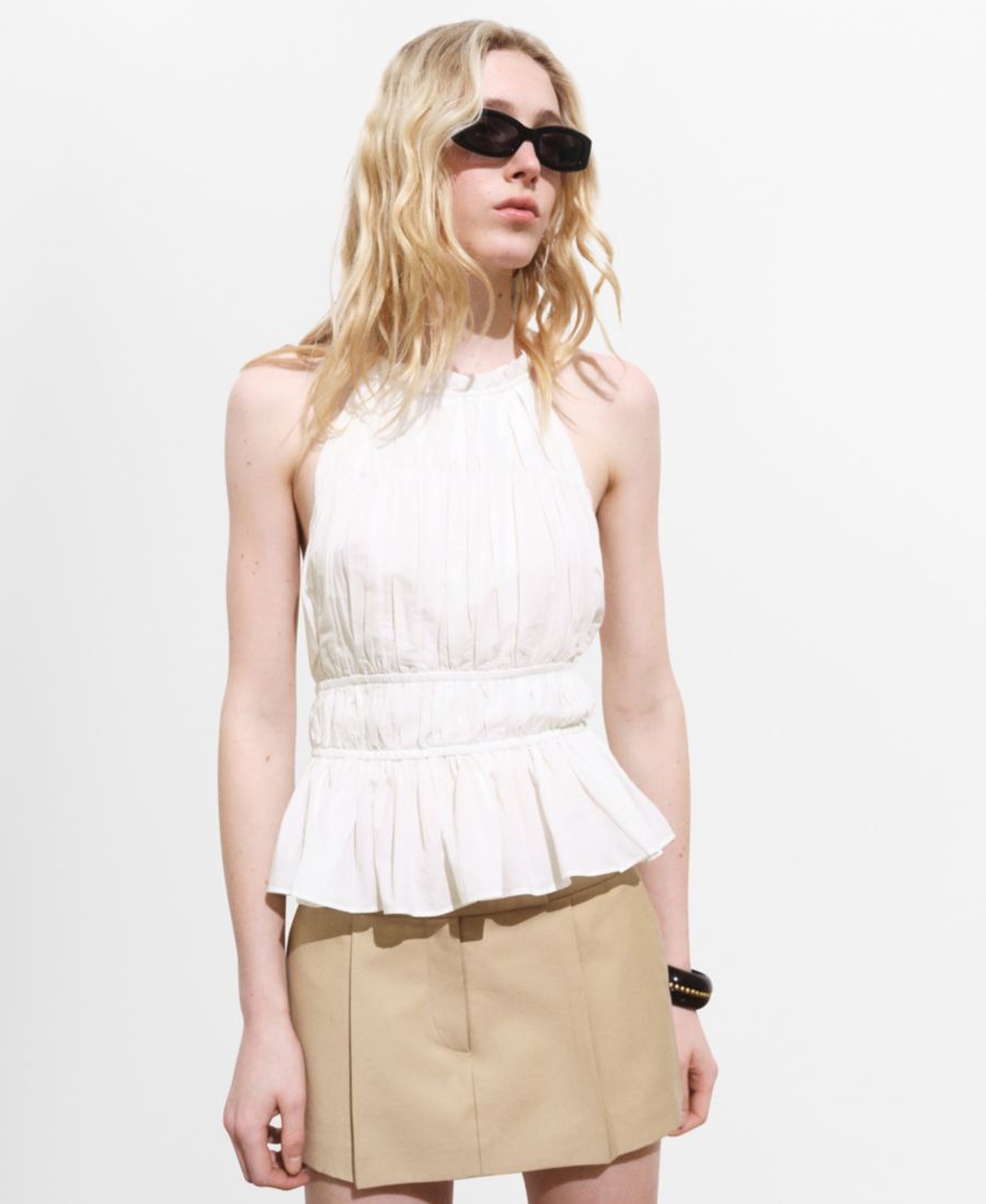 Женский топ с драпировкой и завязками на шее MANGO, White
Женский топ с драпировкой и завязками на шее MANGO, White