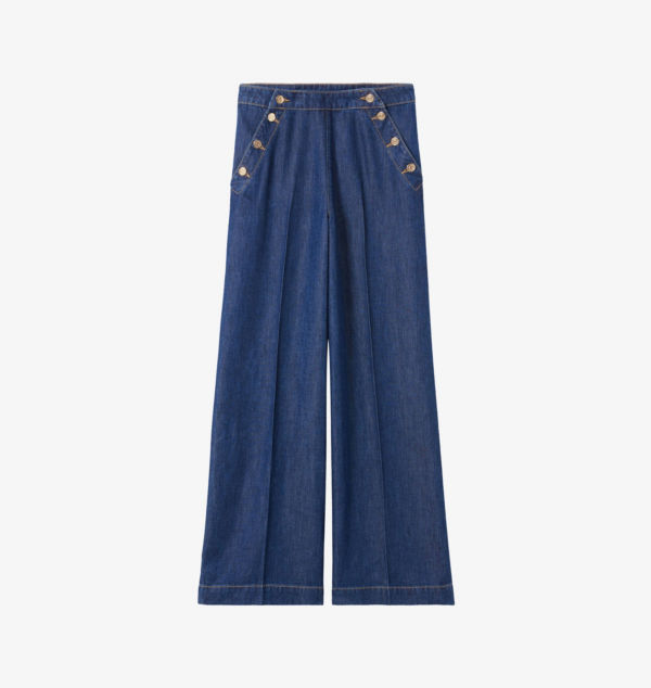 Широкие брюки-матроски из ткани, имитирующей деним Claudie Pierlot, синий
Широкие брюки-матроски из ткани, имитирующей деним Claudie Pierlot, синий