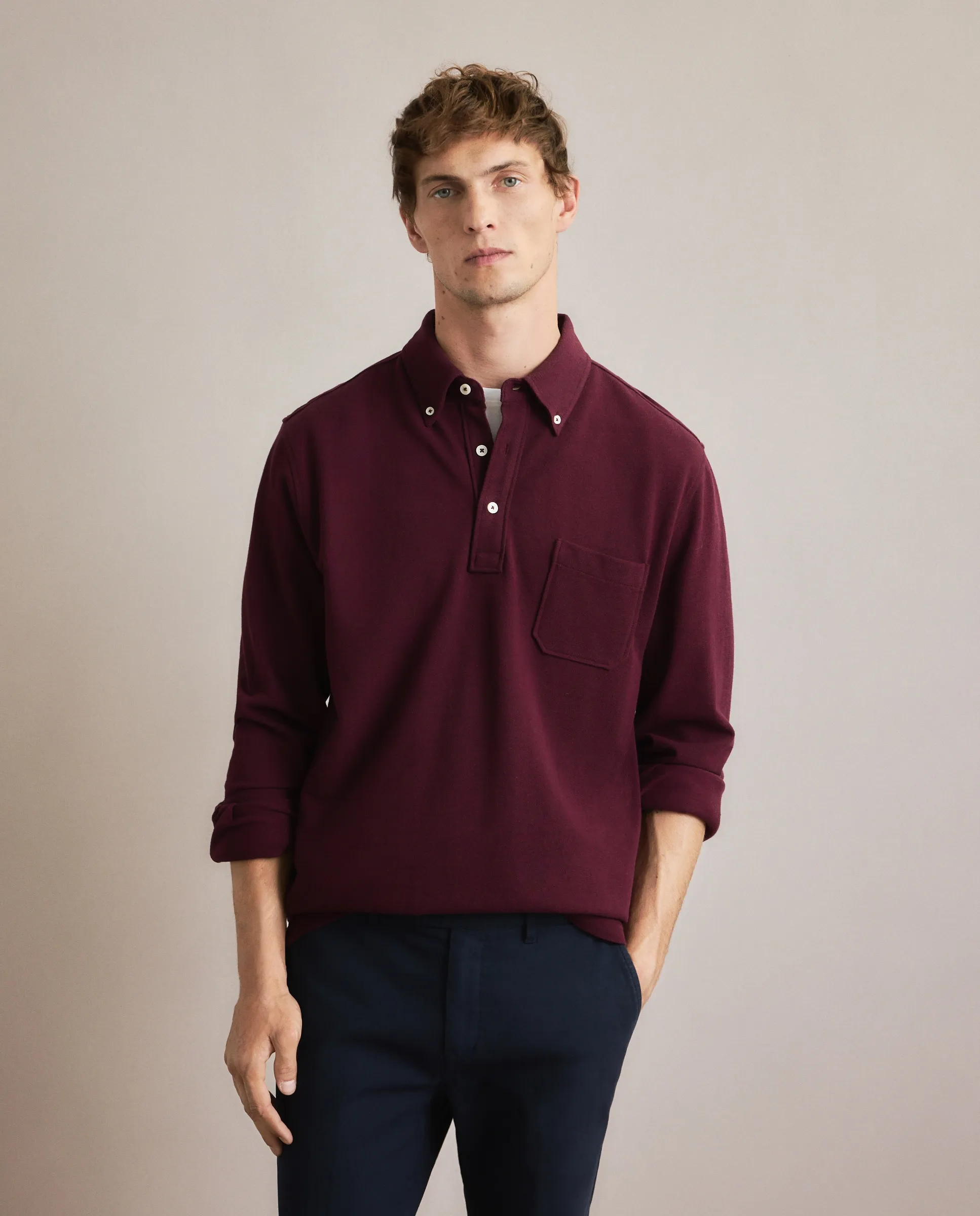 Мужская однотонная меланжевая поло с грудным карманом Emidio Tucci, бордовый
Мужская однотонная меланжевая поло с грудным карманом Emidio Tucci, бордовый