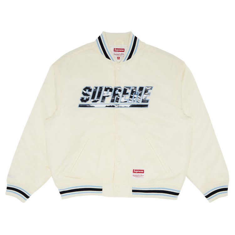 Куртка Supreme x Mitchell & Ness Camo Logo Varsity Jacket, White
Куртка Supreme x Mitchell & Ness Camo Logo Varsity Jacket, White