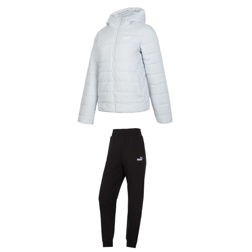 PUMA Женский комплект Casual Suits серебристый топ + черные брюки
PUMA Женский комплект Casual Suits серебристый топ + черные брюки