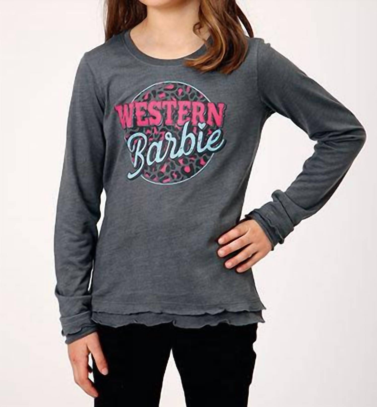 Roper Детская блузка с длинными рукавами и оборками, серого цвета
Roper Детская блузка с длинными рукавами и оборками, серого цвета