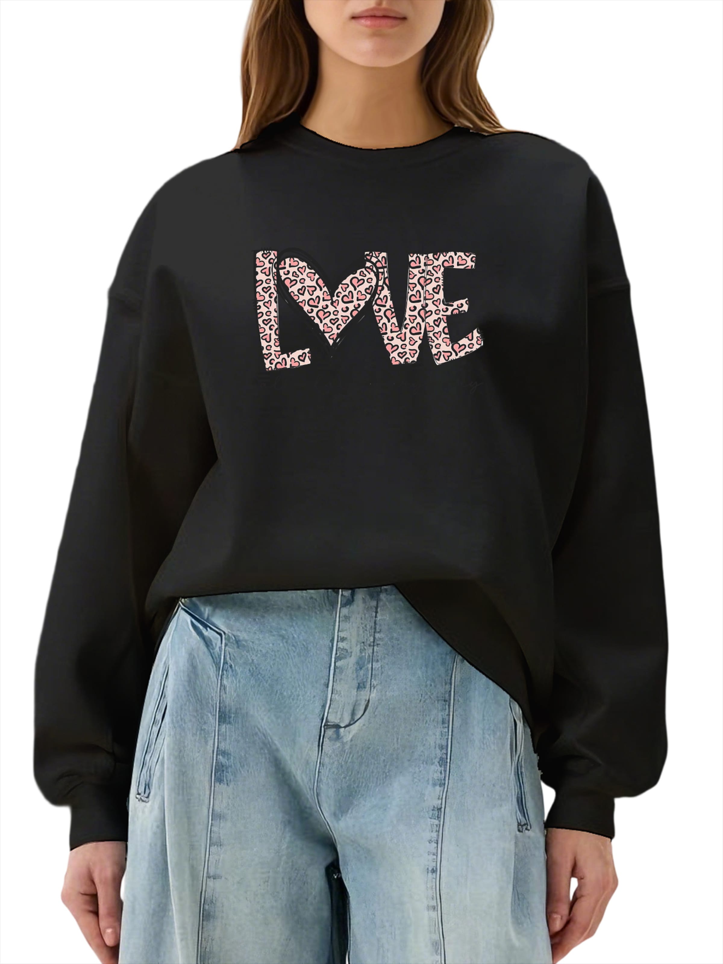 GORHEY Свитшот 'Women's Pullover с леопардовым принтом в виде сердца, свободный флисовый пуловер для осени/зимы' в черном цвете
GORHEY Свитшот 'Women's Pullover с леопардовым принтом в виде сердца, свободный флисовый пуловер для осени/зимы' в черном цвете