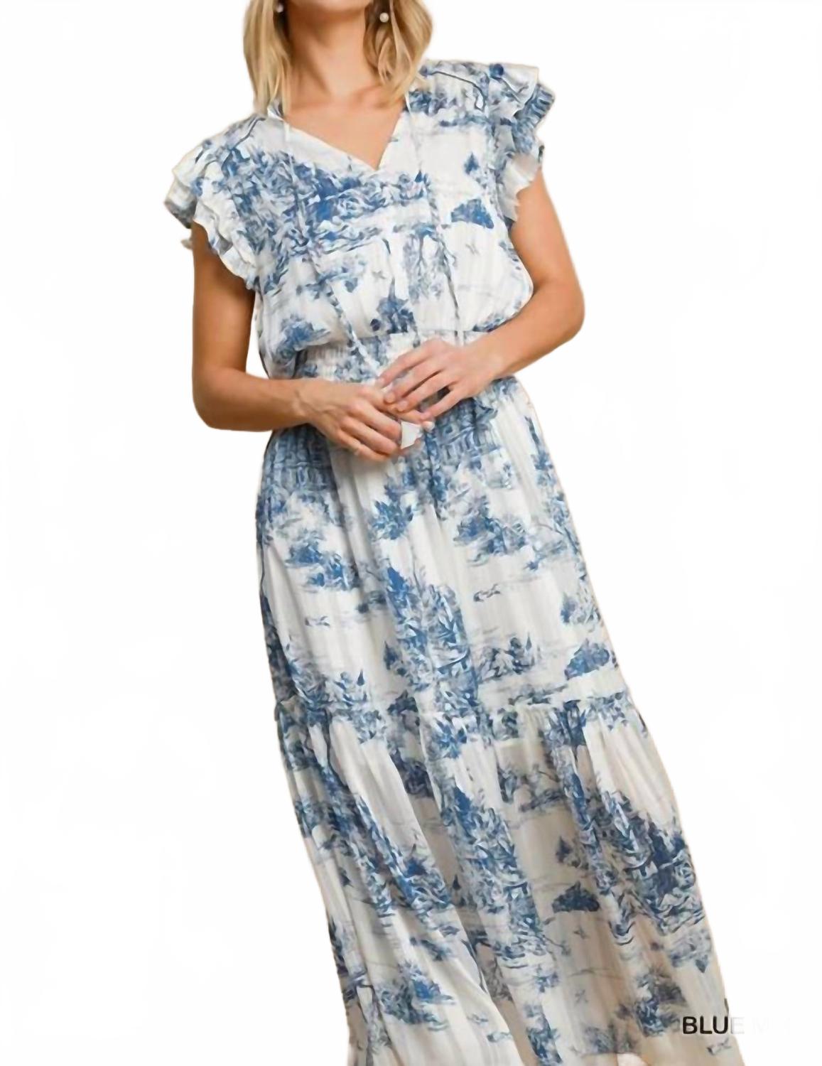 Двухцветное платье миди с пейзажным принтом в белом цвете Umgee
Двухцветное платье миди с пейзажным принтом в белом цвете Umgee