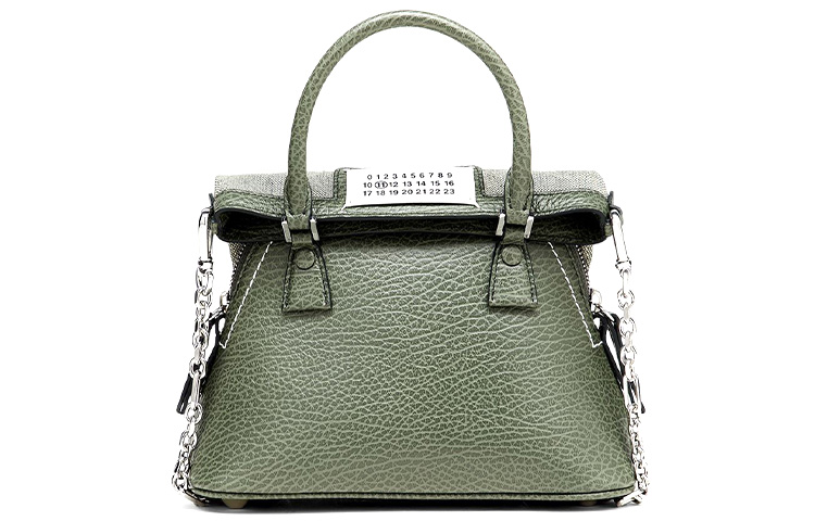 5AC Текстурированная Кожаная Сумка на Цепочке, Куполообразная Сумка, Наплечная Сумка Обычная Женская Травянисто-Зеленая Maison Margiela
