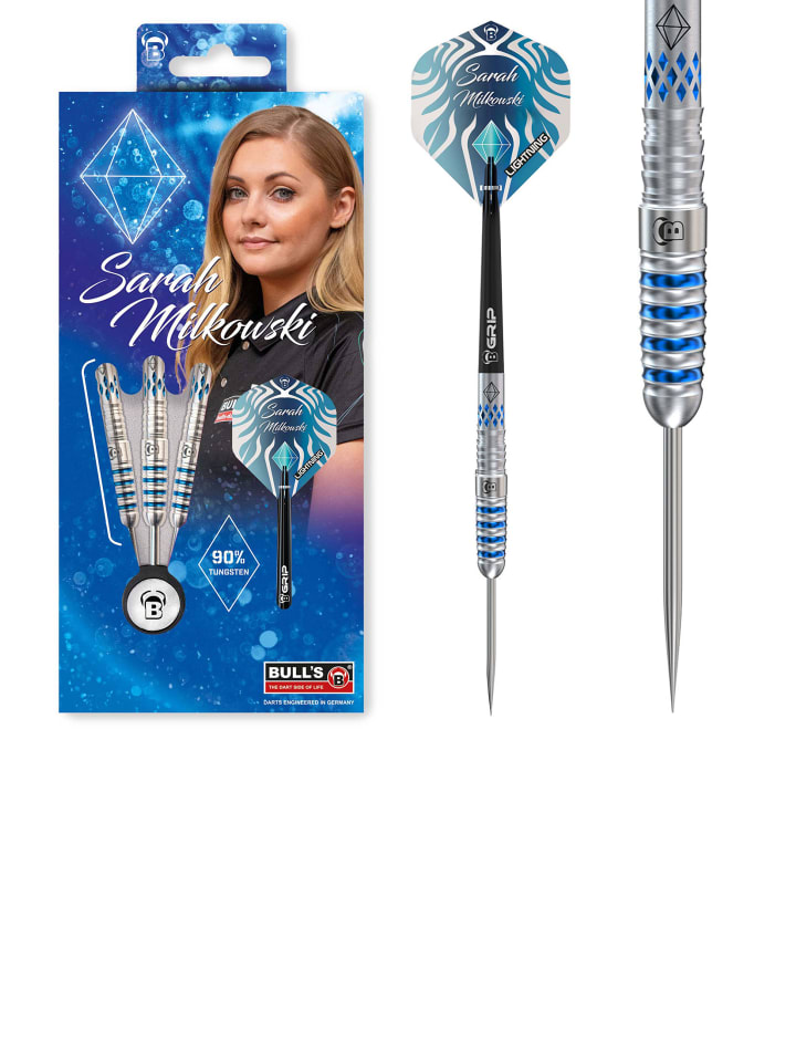BULLS Стальные дротики Sarah Milkowski, профессиональный набор дротиков сапфирово-синего цвета
BULLS Стальные дротики Sarah Milkowski, профессиональный набор дротиков сапфирово-синего цвета