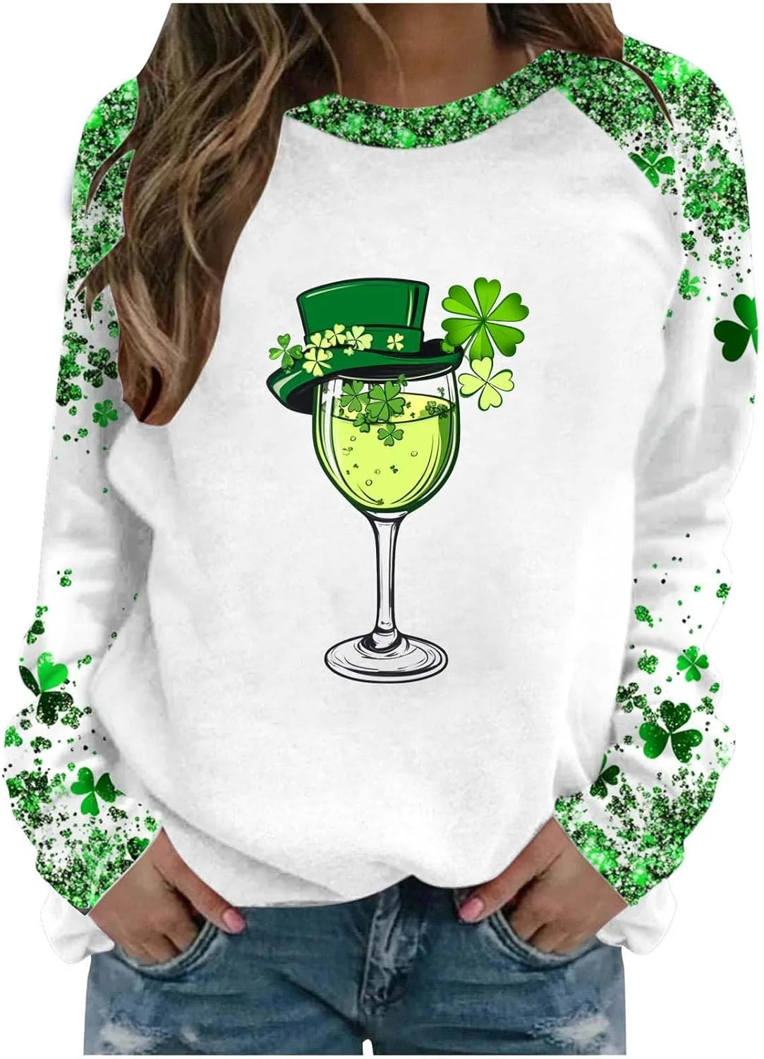 Свитшот St Patricks Day женский с длинным рукавом и принтом в виде клевера
Свитшот St Patricks Day женский с длинным рукавом и принтом в виде клевера