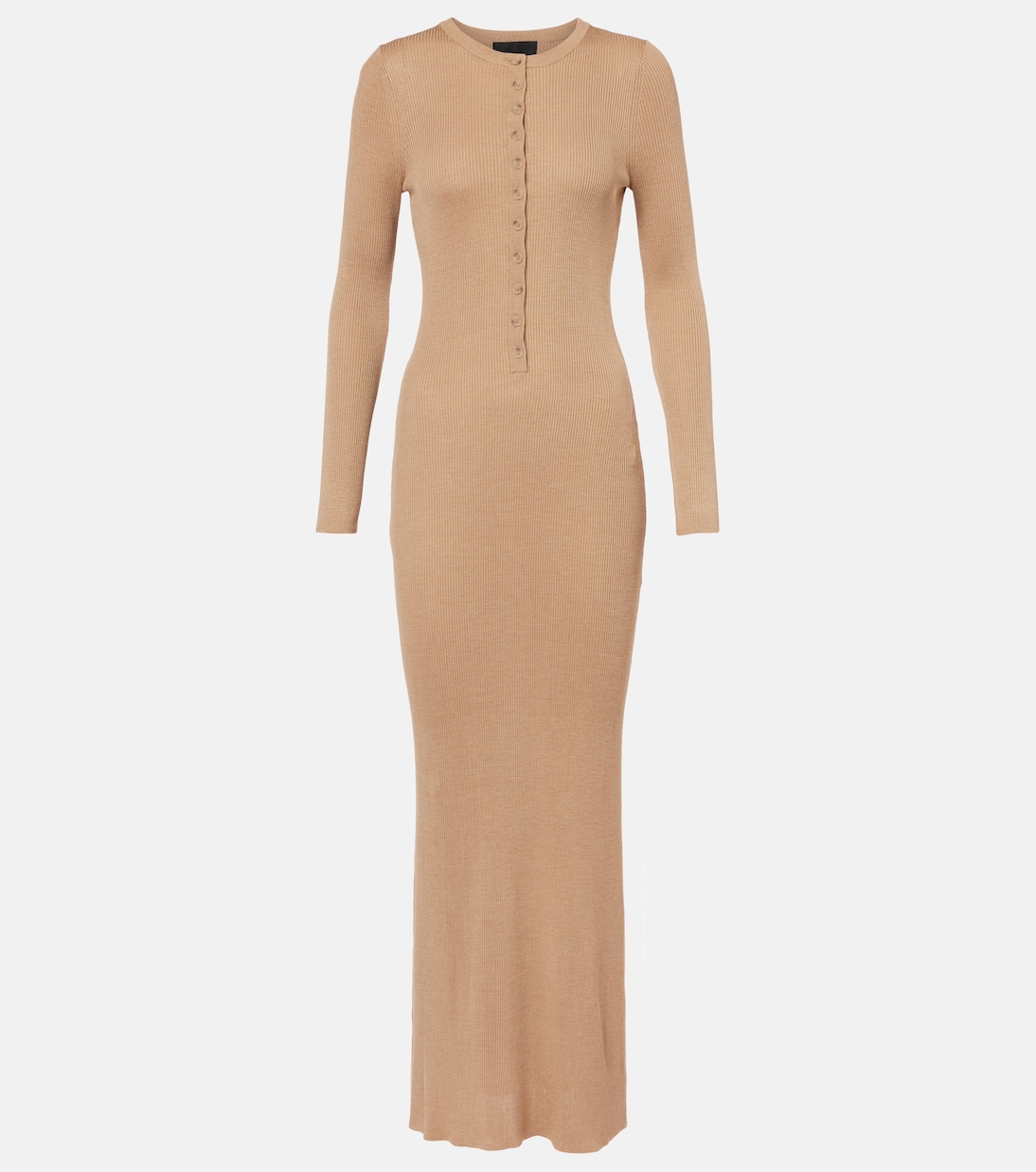 Риб-макси платье из шелка с вязкой Nili Lotan, кэмел
Риб-макси платье из шелка с вязкой Nili Lotan, кэмел