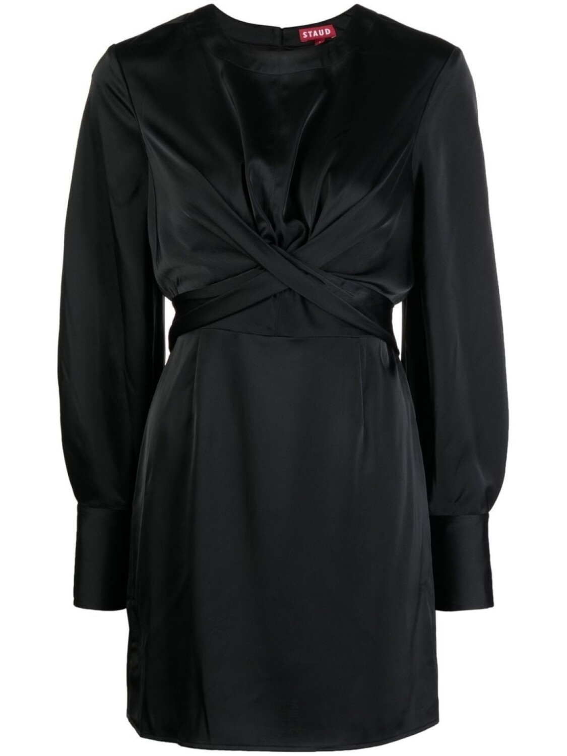 STAUD атласное платье мини Crosshill, черный