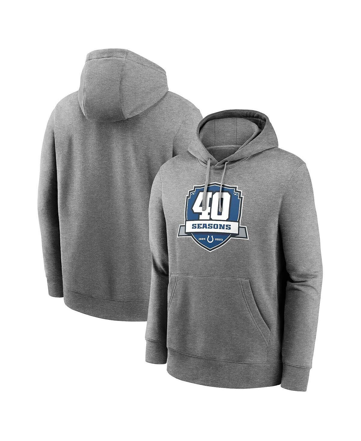 Мужской пуловер с капюшоном в честь 40-летия клуба Indianapolis Colts Heather Grey Indianapolis Colts Nike 
Мужской пуловер с капюшоном в честь 40-летия клуба Indianapolis Colts Heather Grey Indianapolis Colts Nike