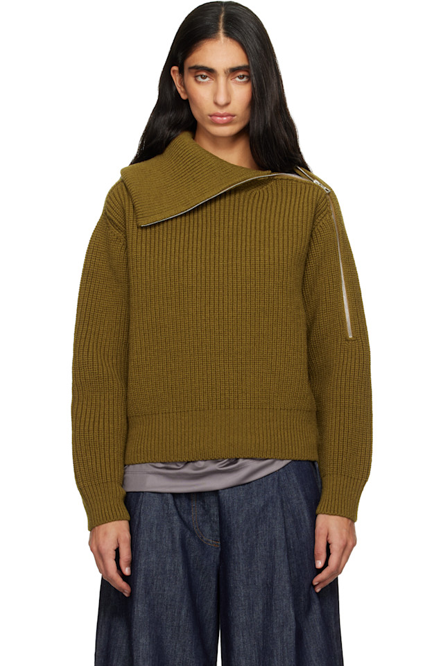 Шерстяная водолазка на молнии Dries Van Noten, хаки
Шерстяная водолазка на молнии Dries Van Noten, хаки