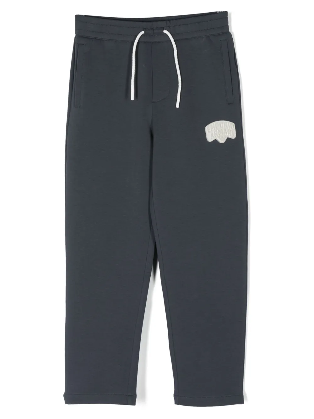 Брюки с кулиской и нашивкой-логотипом Emporio Armani Kids, синий 
Брюки с кулиской и нашивкой-логотипом Emporio Armani Kids, синий