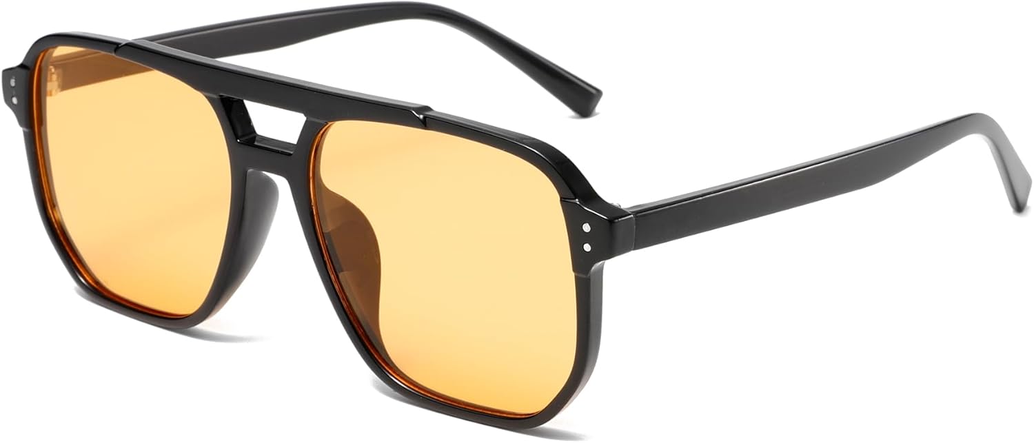 Солнцезащитные очки Long Keeper Retro Square Pilot для женщин и мужчин, в стиле 70-х, с двойной перемычкой, авиационные, квадратные, модные винтажные, с защитой от УФ-излучения UV400, Black Frame - Light Orange Lens
Солнцезащитные очки Long Keeper Retro Square Pilot для женщин и мужчин, в стиле 70-х, с двойной перемычкой, авиационные, квадратные, модные винтажные, с защитой от УФ-излучения UV400, Black Frame - Light Orange Lens