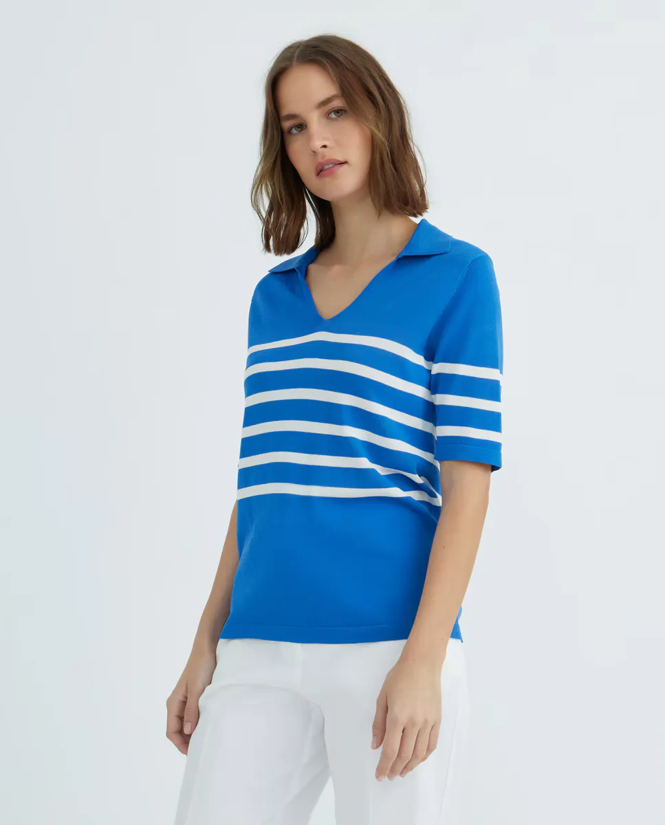 Женский полосатый свитер с короткими рукавами Zermatt, синий
Женский полосатый свитер с короткими рукавами Zermatt, синий