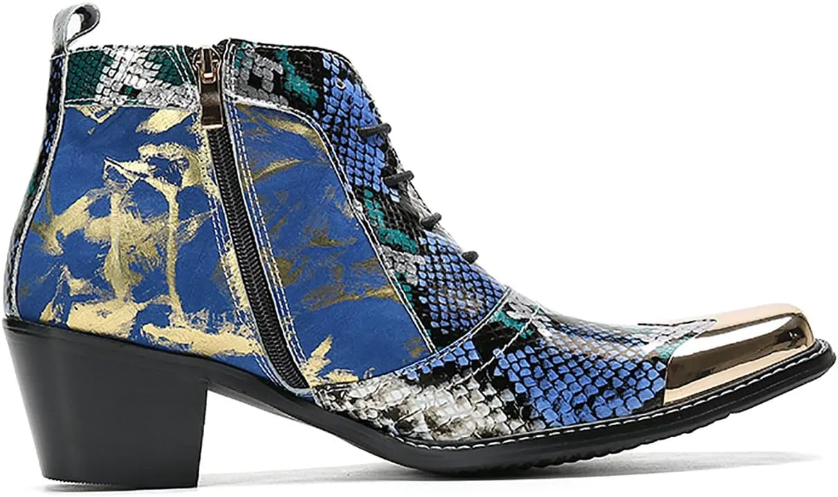 Мужские кожаные ботинки Santimon на шнуровке с золотым квадратным носком и синим замшевым декором с заклепками - модные ковбойские ботинки вестерн для вечеринок, сценических выступлений и косплея, синий
Мужские кожаные ботинки Santimon на шнуровке с золотым квадратным носком и синим замшевым декором с заклепками - модные ковбойские ботинки вестерн для вечеринок, сценических выступлений и косплея, синий