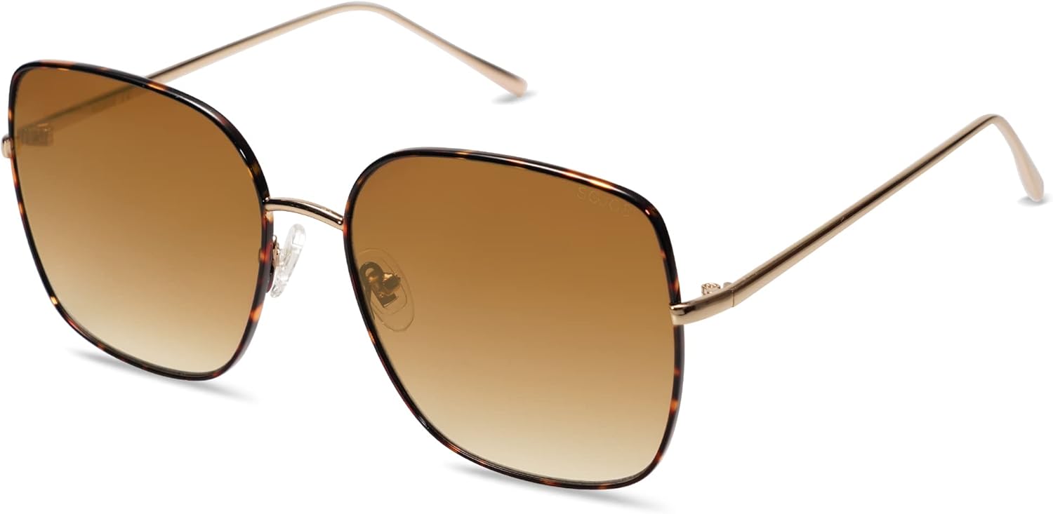 SOJOS Модные солнцезащитные очки большого размера в квадратной металлической оправе для женщин и мужчин, ретро-стиль, большие плоские линзы, защита от УФ-излучения, SJ1146, Brown Tortoise/Brown Grading
SOJOS Модные солнцезащитные очки большого размера в квадратной металлической оправе для женщин и мужчин, ретро-стиль, большие плоские линзы, защита от УФ-излучения, SJ1146, Brown Tortoise/Brown Grading