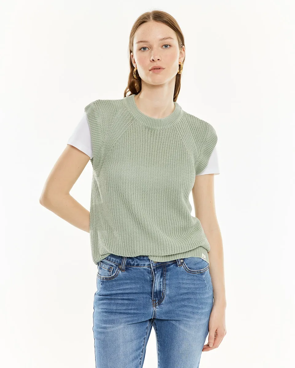 Женский свитер с коротким рукавом и круглым вырезом System Action, зеленый
Женский свитер с коротким рукавом и круглым вырезом System Action, зеленый