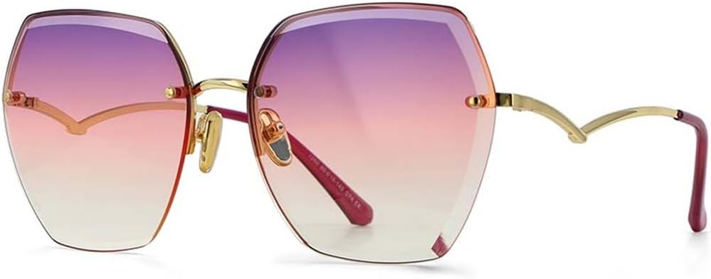 Женские солнцезащитные очки неправильной формы с градиентным переходом цвета, модные женские солнцезащитные очки без оправы с металлическими изогнутыми дужками KTUCN, Purple-pink
Женские солнцезащитные очки неправильной формы с градиентным переходом цвета, модные женские солнцезащитные очки без оправы с металлическими изогнутыми дужками KTUCN, Purple-pink