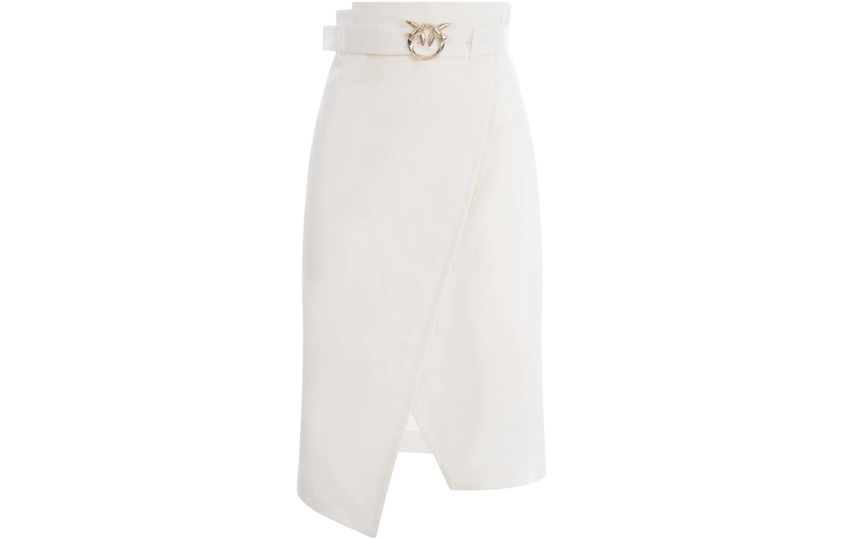 Юбка-обертка с поясом и логотипом PINKO, белая 
Юбка-обертка с поясом и логотипом PINKO, белая
