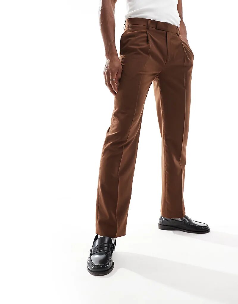 Элегантные прямые брюки коричневого цвета ASOS DESIGN
Элегантные прямые брюки коричневого цвета ASOS DESIGN