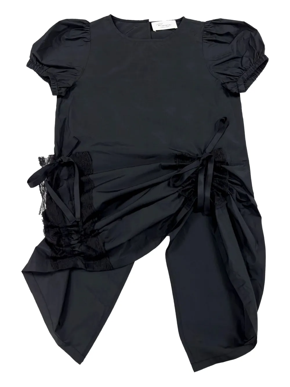 Топ с рукавами-буфами и кружевными вставками CAROLINE HU, черный 
Топ с рукавами-буфами и кружевными вставками CAROLINE HU, черный