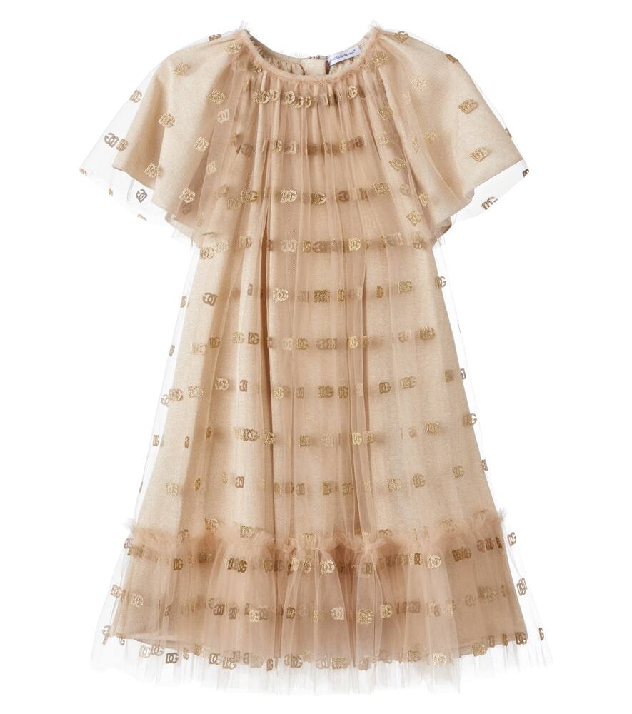 Платье из тюля с вышитым логотипом и рюшами Dolce&Gabbana Kids, Oro
Платье из тюля с вышитым логотипом и рюшами Dolce&Gabbana Kids, Oro