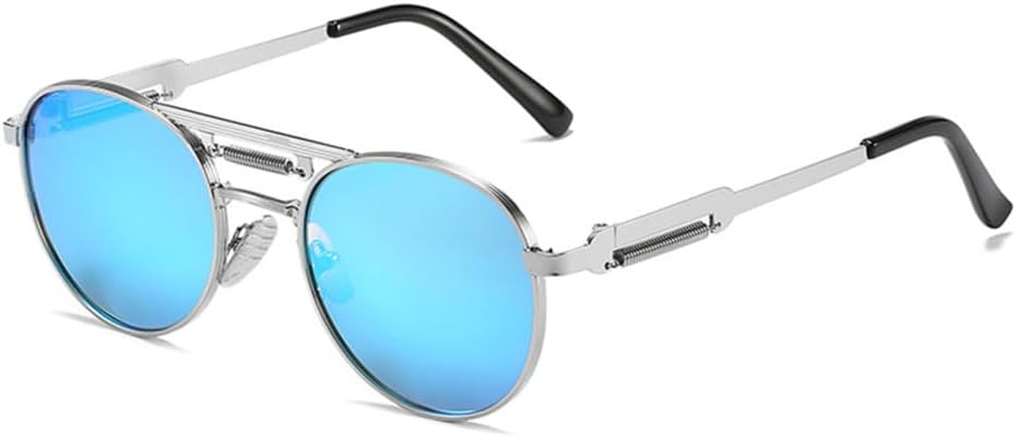 Ретро-металлические панк круглые солнцезащитные очки для женщин, прозрачные зеркальные линзы с градиентным переходом, защита от УФ-излучения UV400, солнцезащитные очки для мужчин LANGSER, Silver Blue Mirror
Ретро-металлические панк круглые солнцезащитные очки для женщин, прозрачные зеркальные линзы с градиентным переходом, защита от УФ-излучения UV400, солнцезащитные очки для мужчин LANGSER, Silver Blue Mirror