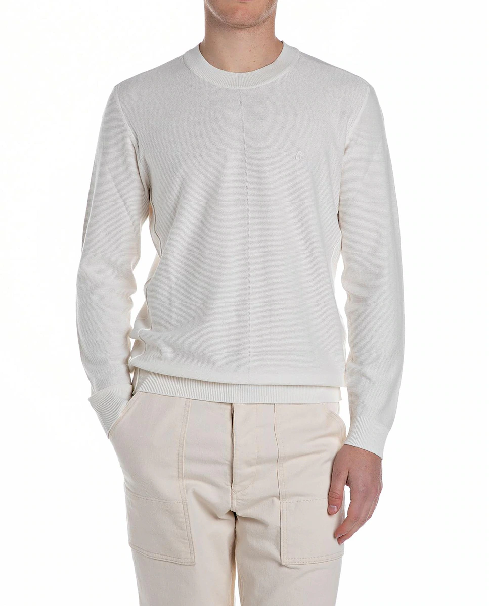 Мужской вязаный свитер с круглым вырезом Replay, белый
Мужской вязаный свитер с круглым вырезом Replay, белый