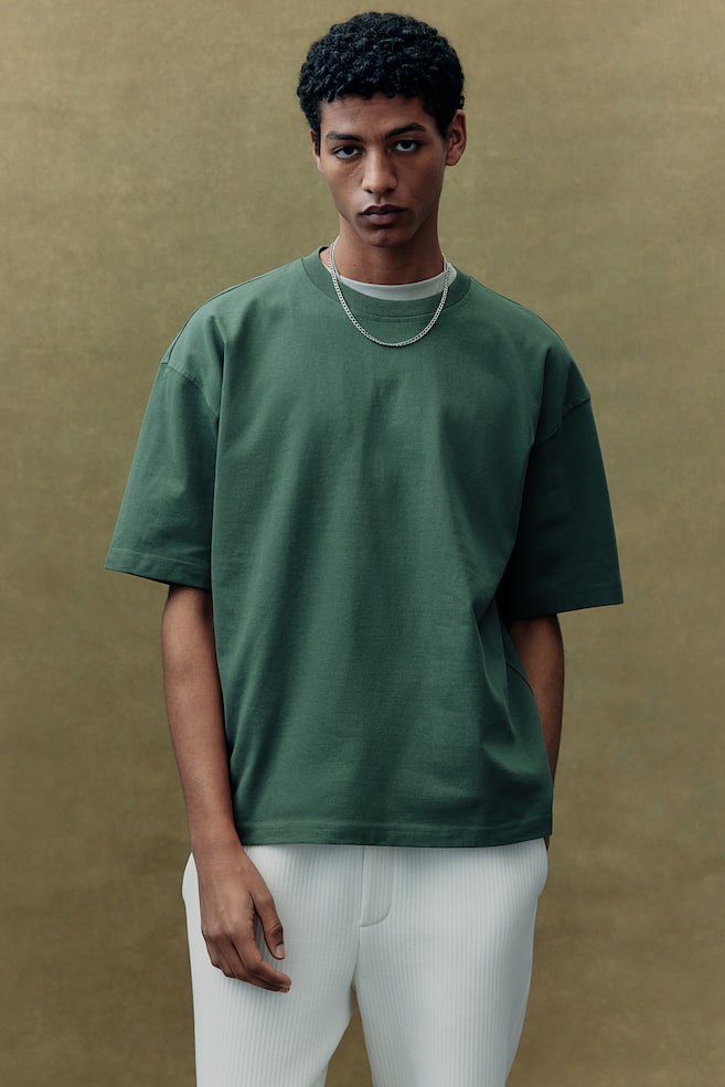 Футболка из хлопка свободного кроя H&M, зеленый
Футболка из хлопка свободного кроя H&M, зеленый