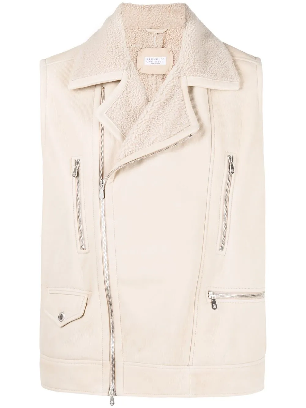 Кожаный жилет на молнии Brunello Cucinelli, нейтральный
Кожаный жилет на молнии Brunello Cucinelli, нейтральный