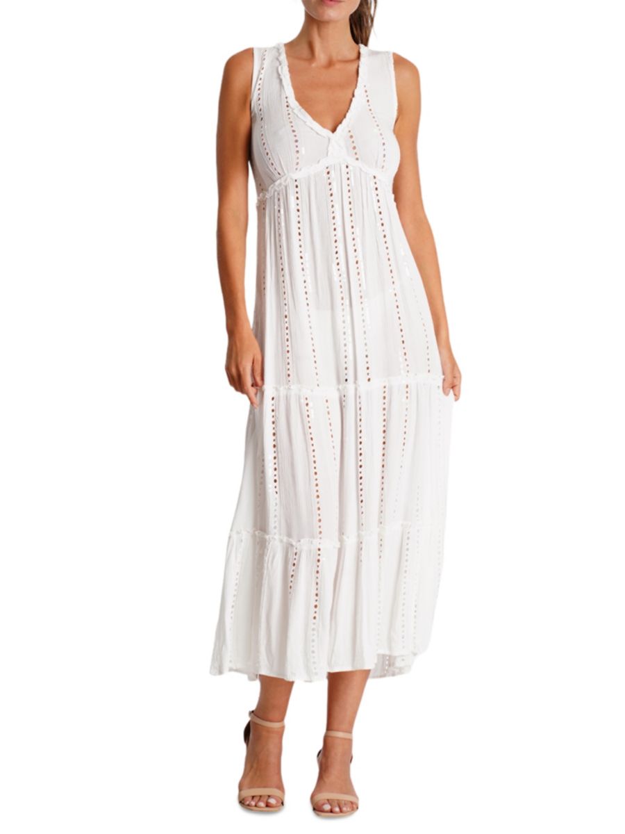 Платье-макси с вышивкой и люверсами La Moda Clothing, белый
Платье-макси с вышивкой и люверсами La Moda Clothing, белый