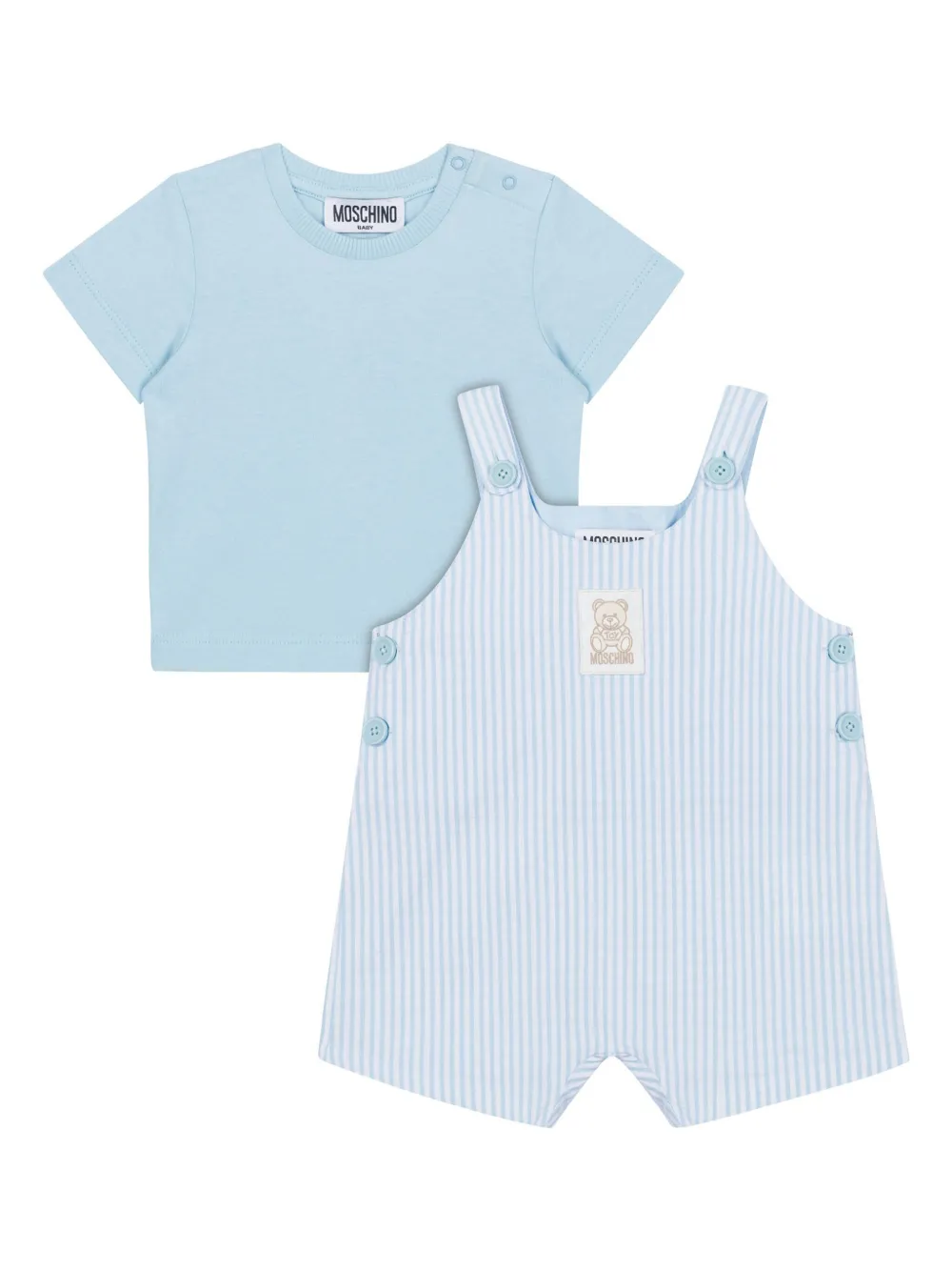 Комплект из рубашки и шорт в полоску Moschino Kids, синий
Комплект из рубашки и шорт в полоску Moschino Kids, синий